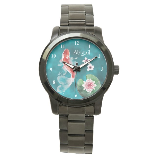 Personlig Japansk koi Fish, Cherry Blommars Armbandsur (Framsida)