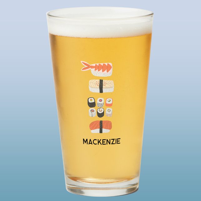 Personlig Japanska Sushi Nigiri Maki Roll Glaskopp (Personalized custom name sushi art beer glass)
