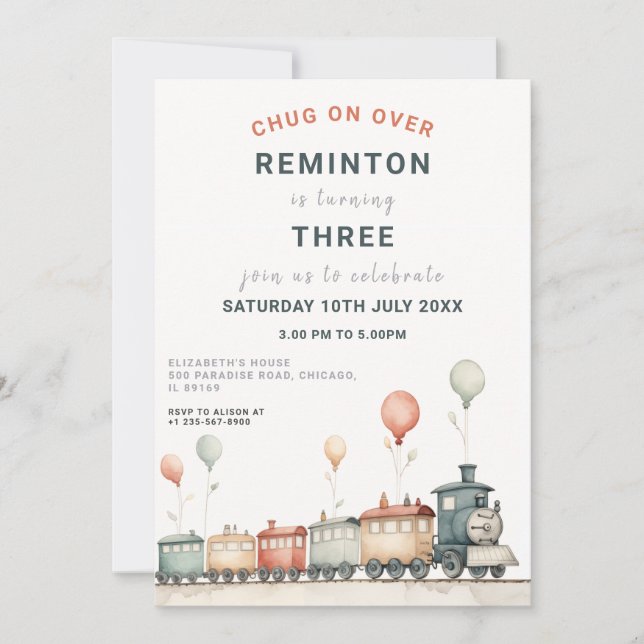 Personlig järnvägstrafik - högtidlig födelsedag In Inbjudningar (Framsida)