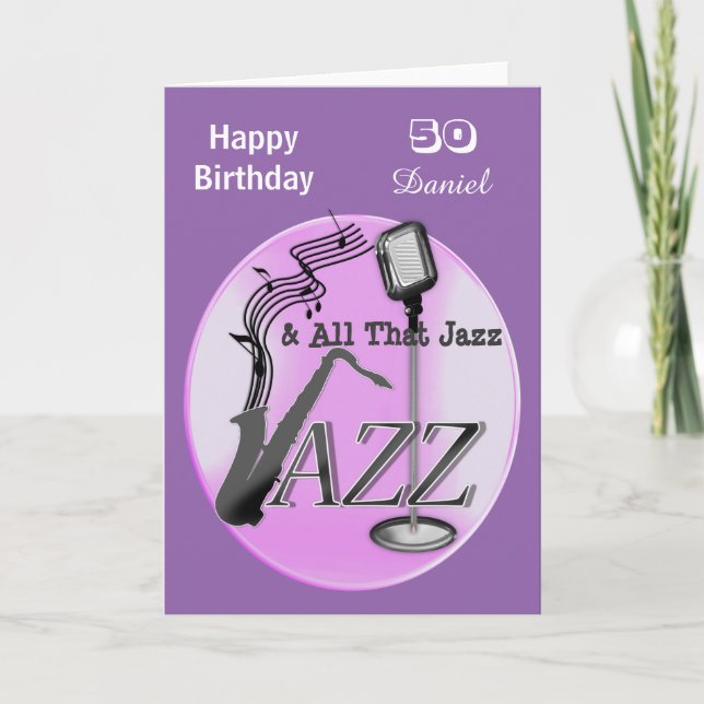 Personlig Jazz Music Thned Grattis på födelsedagen Kort (Framsida)