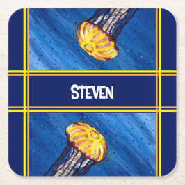 Personlig Jellyfish Underlägg Papper Kvadrat