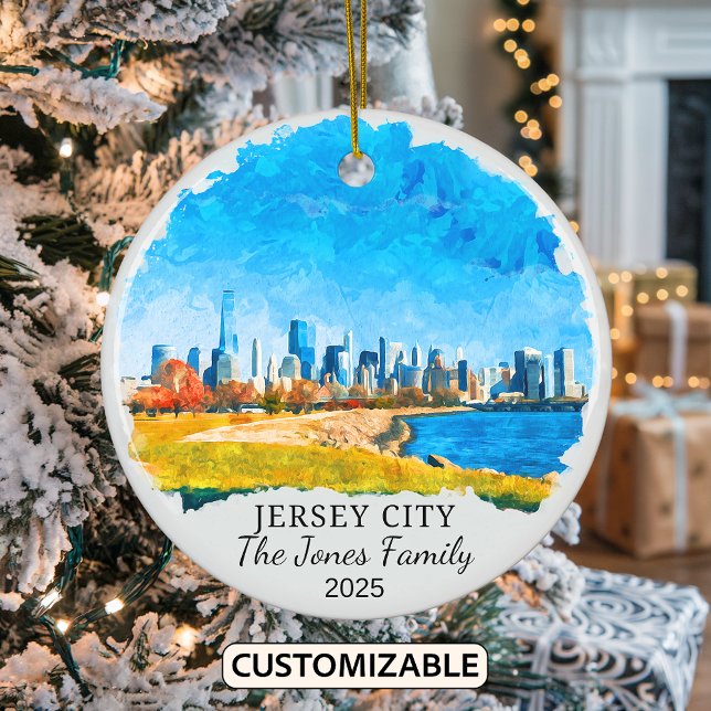 Personlig Jersey City Ornament, New jersey Stat Julgransprydnad Keramik (Skapare uppladdad)