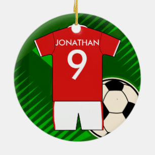 Personlig Jersey Red and White Julgransprydnad Keramik