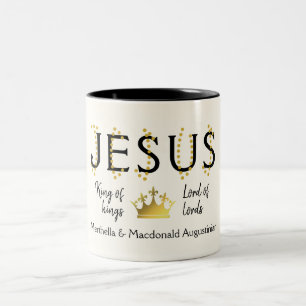 Personlig JESUS Kung i kung Christian Två-Tonad Mugg