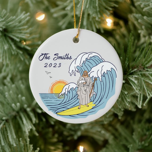 Personlig Jesus Surfing jul Helgdag Julgransprydnad Keramik (Träd)