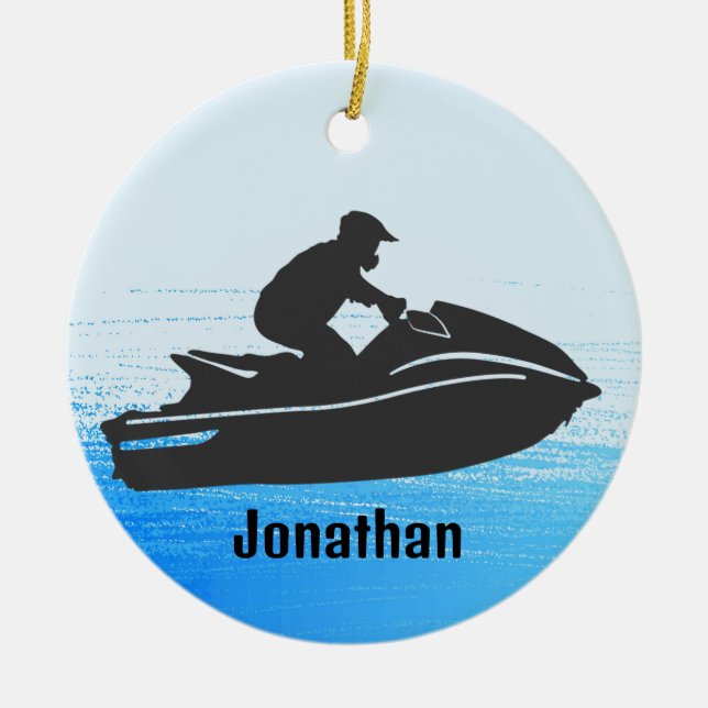 Personlig Jet Ski-prydnad Julgransprydnad Keramik (Framsidan)