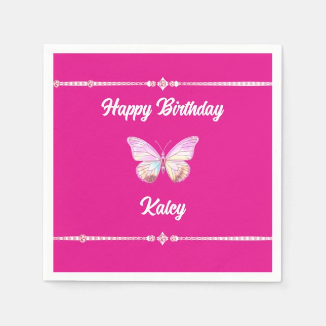 Personlig Jewel Butterfly Pappersservett (Framsidan)