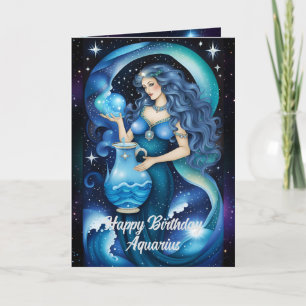 Personlig Jewel Galaxy Zodiac Aquarius Kort