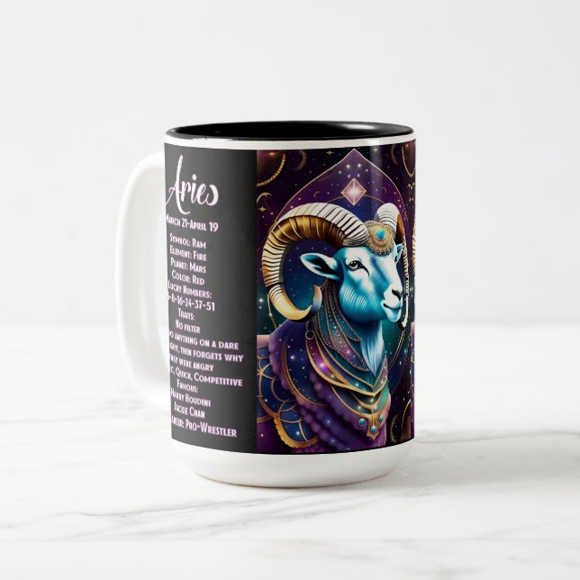 Personlig Jewel Galaxy Zodiac Aries Två-Tonad Mugg (Framsida vänster)