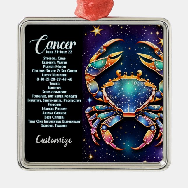 Personlig Jewel Galaxy Zodiac Cancer Julgransprydnad Metall (Framsidan)
