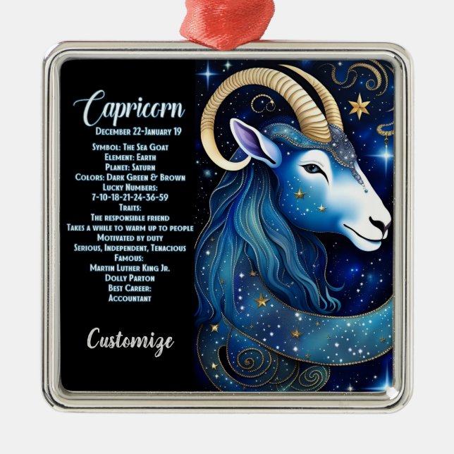 Personlig Jewel Galaxy Zodiac Capricorn Julgransprydnad Metall (Framsidan)