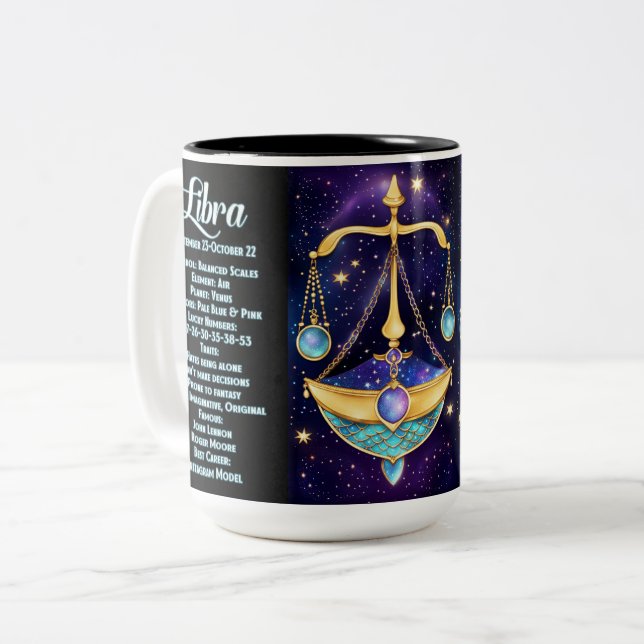 Personlig Jewel Galaxy Zodiac Libra Två-Tonad Mugg (Framsida vänster)