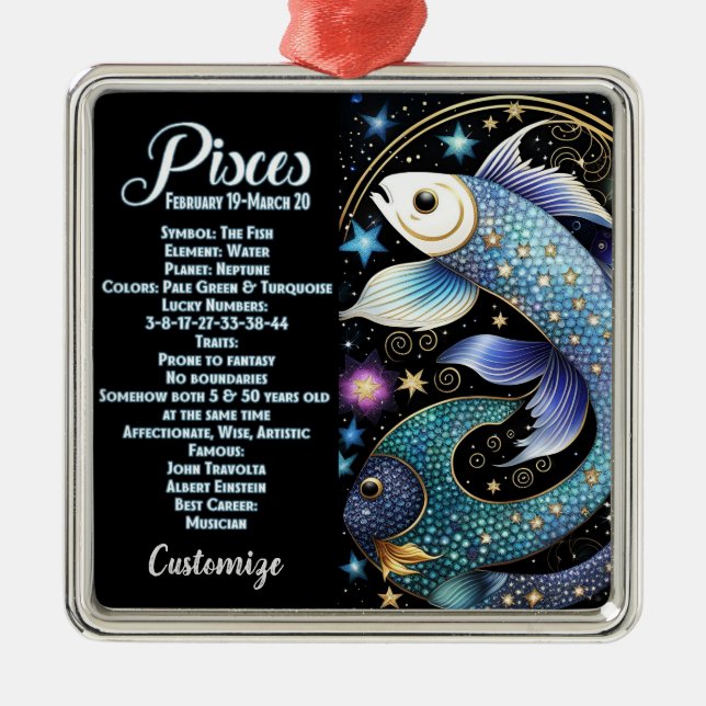 Personlig Jewel Galaxy Zodiac Pisces Julgransprydnad Metall (Framsidan)
