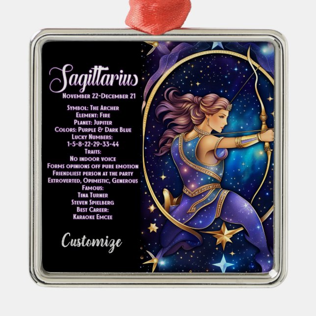 Personlig Jewel Galaxy Zodiac Sagittarius Julgransprydnad Metall (Framsidan)