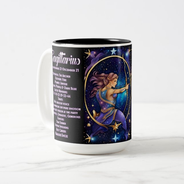 Personlig Jewel Galaxy Zodiac Sagittarius Två-Tonad Mugg (Framsida vänster)