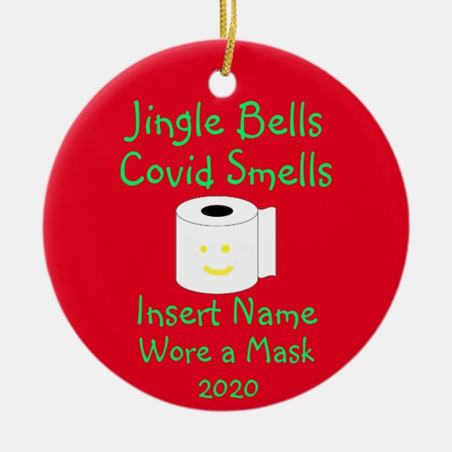 Personlig Jingle Klockor, Covid-19 Smells Julgransprydnad Keramik (Framsidan)