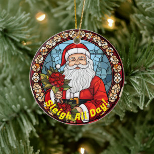 Personlig Jingle Sleigh Hela dagen Santa Julgransprydnad Keramik