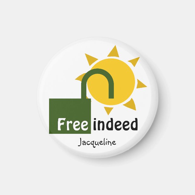 Personlig John 8:36 FREE INDEED Christian Magnet (Framsidan)