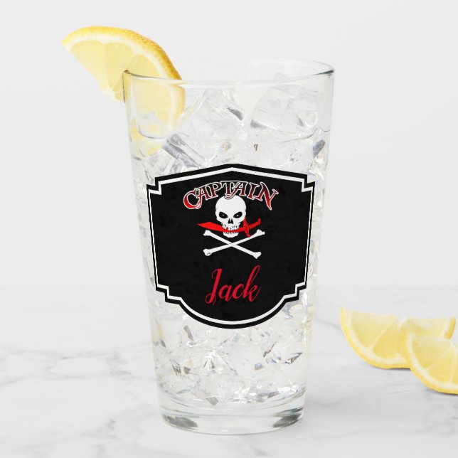 Personlig Jolly Roger (Cutlass) Glaskopp (Framsida Ice)