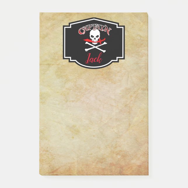 Personlig Jolly Roger (Cutlass) Post-it Notes Block (Framsida)