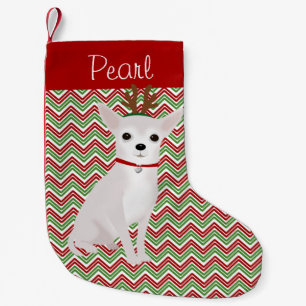 Personlig Jolly White Chihuahua Liten Julstrumpa