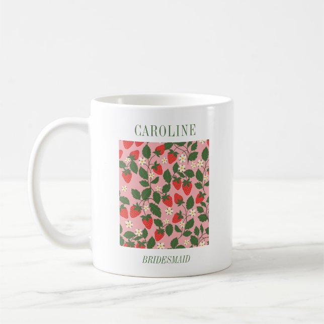 Personlig Jordberry Bridesmaid Gift Vintage Kaffemugg (Vänster)