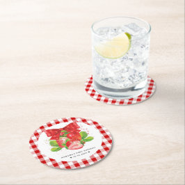 Personlig Jordgubbe Theme Birthday, Sommaren Underlägg Papper Rund