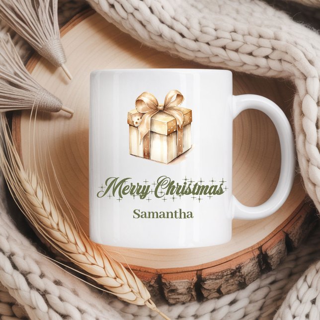 Personlig jordnära julkaffekopp kaffemugg (Personalized Earthy Christmas Coffee Mug)