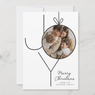 Personlig JOY-julleskort för prydnadsfoto Julkort