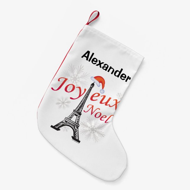 Personlig Joyeux Noel Liten Julstrumpa (Framsidan (Hängande))