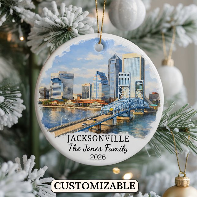 Personlig Jubileumsprydnad för Jacksonville, Anpas Julgransprydnad Keramik (Skapare uppladdad)