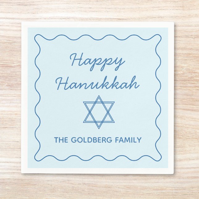Personlig judisk stjärna Blue Lycklig Hanukkah Par Pappersservett (Skapare uppladdad)