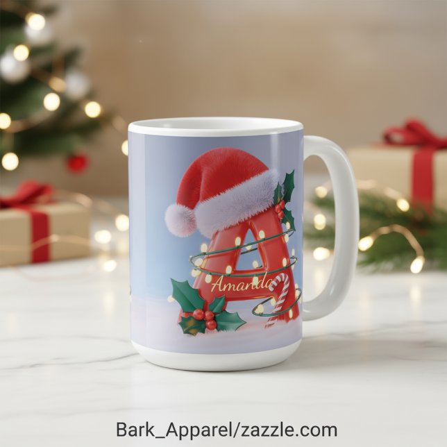 Personlig jul 'A' alfabetet  Kaffemugg (Skapare uppladdad)