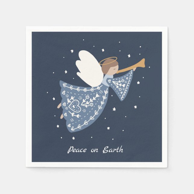 Personlig Jul Angel Helgdag Peace Earth Pappersservett (Framsidan)