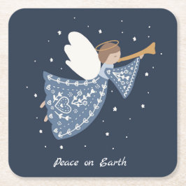 Personlig Jul Angel Helgdag Peace Earth Underlägg Papper Kvadrat