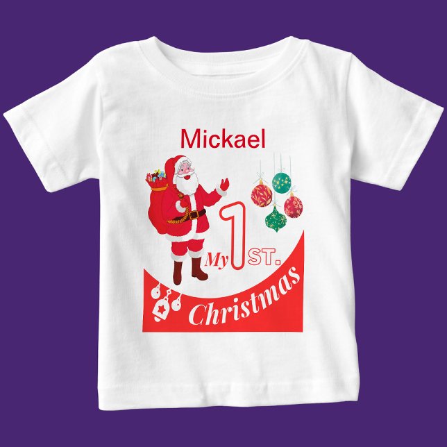 Personlig jul Baby "Min första jul" T Shirt (Skapare uppladdad)