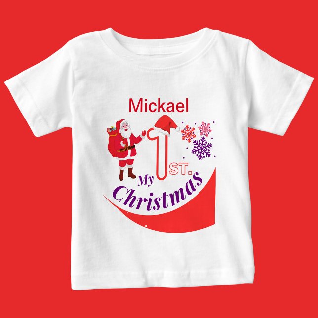 Personlig jul Baby "Min första jul" T Shirt (Skapare uppladdad)