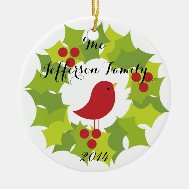 Personlig jul Bales Holly-familjen Ornament (Framsidan)