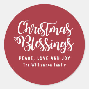 Personlig jul Blessings Silver och White Runt Klistermärke