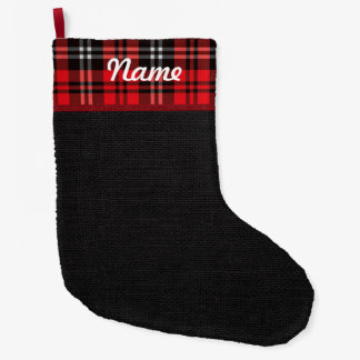 Personlig Jul Burlap Tartan Stor Julstrumpa
