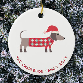 Personlig Jul Dachshund Hund Roligt Julgransprydnad Keramik