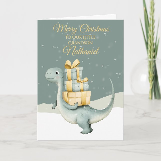 Personlig Jul Dinosaur Helgkort (Framsida)