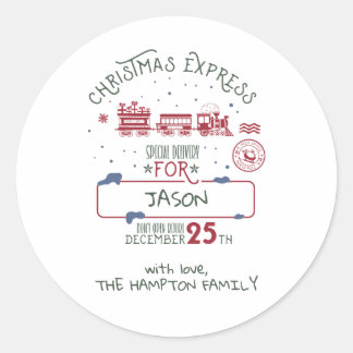 Personlig jul-express tåg Tomte Runt Klistermärke