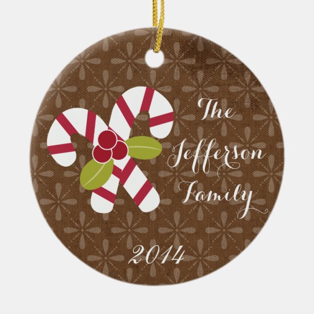 Personlig jul-familjen Candy cane Ornamet Julgransprydnad Keramik (Framsidan)