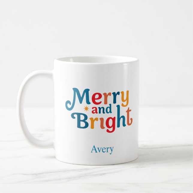 Personlig jul Färgglad glad och strålande Kaffemugg (Vänster)