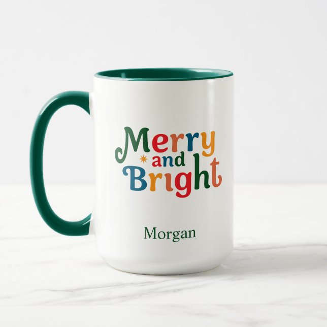 Personlig jul Färgglad glad och strålande Mugg (Vänster)