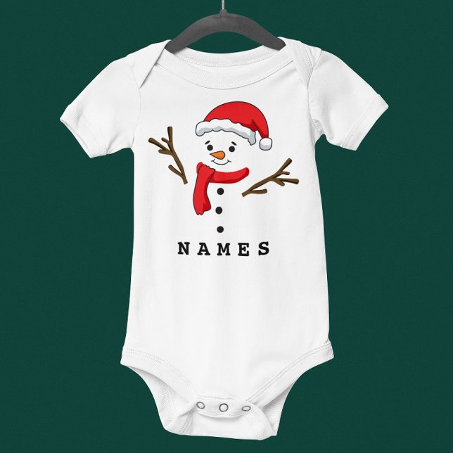 Personlig Jul Festive Funny Snögubbe T Shirt (Personalized Christmas Festive Funny Snowman Baby Bodysuit)