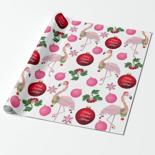 Personlig Jul Flamingos Presentpapper (Utrullad)