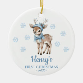 Personlig jul för babyhjort Babyns första jul Julgransprydnad Keramik