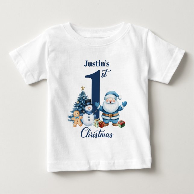 Personlig jul för babypojke - Santa T Shirt (Framsida)